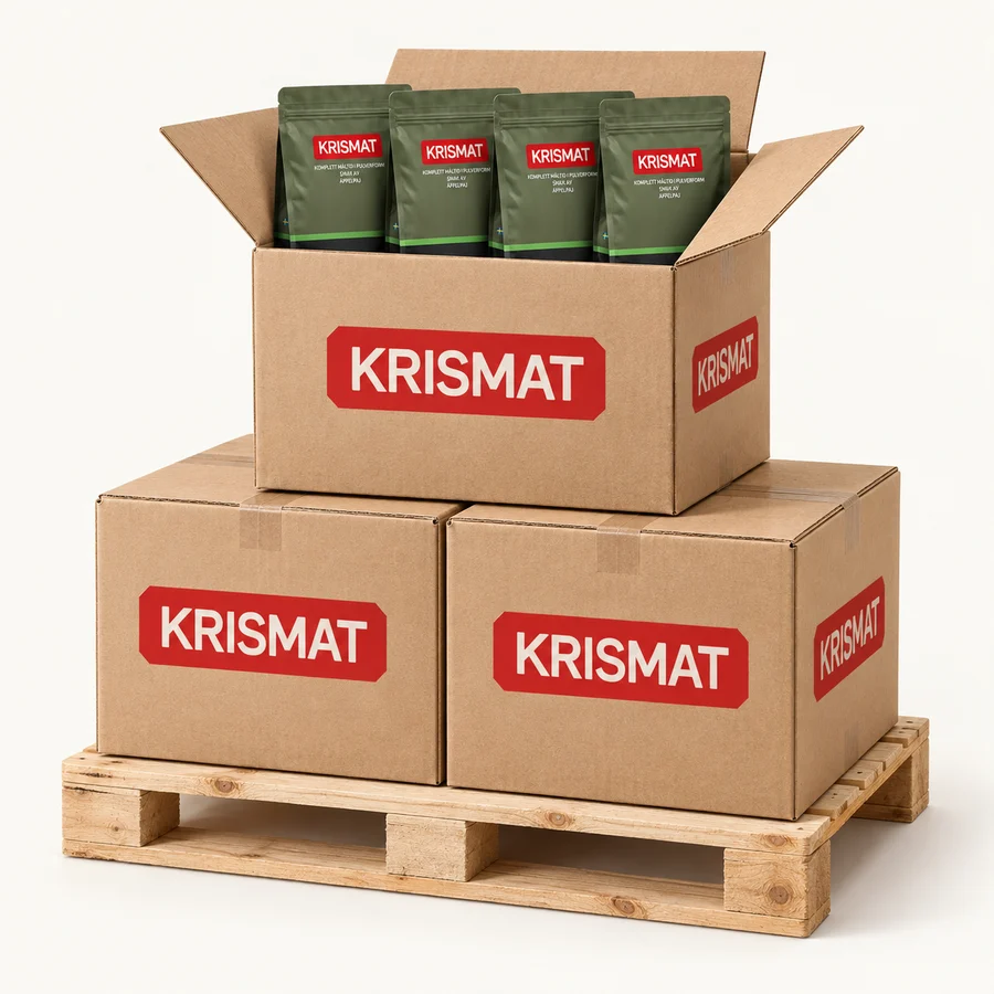 Illustration av 3 Krismat-märkta lådor på liten pall